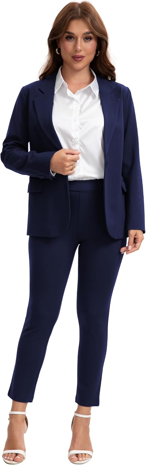 Women's Suit 2 Piece Set Slim Fit Professional Outfits Suits Long Sleeve Blazer Pants Suit Business Work Office