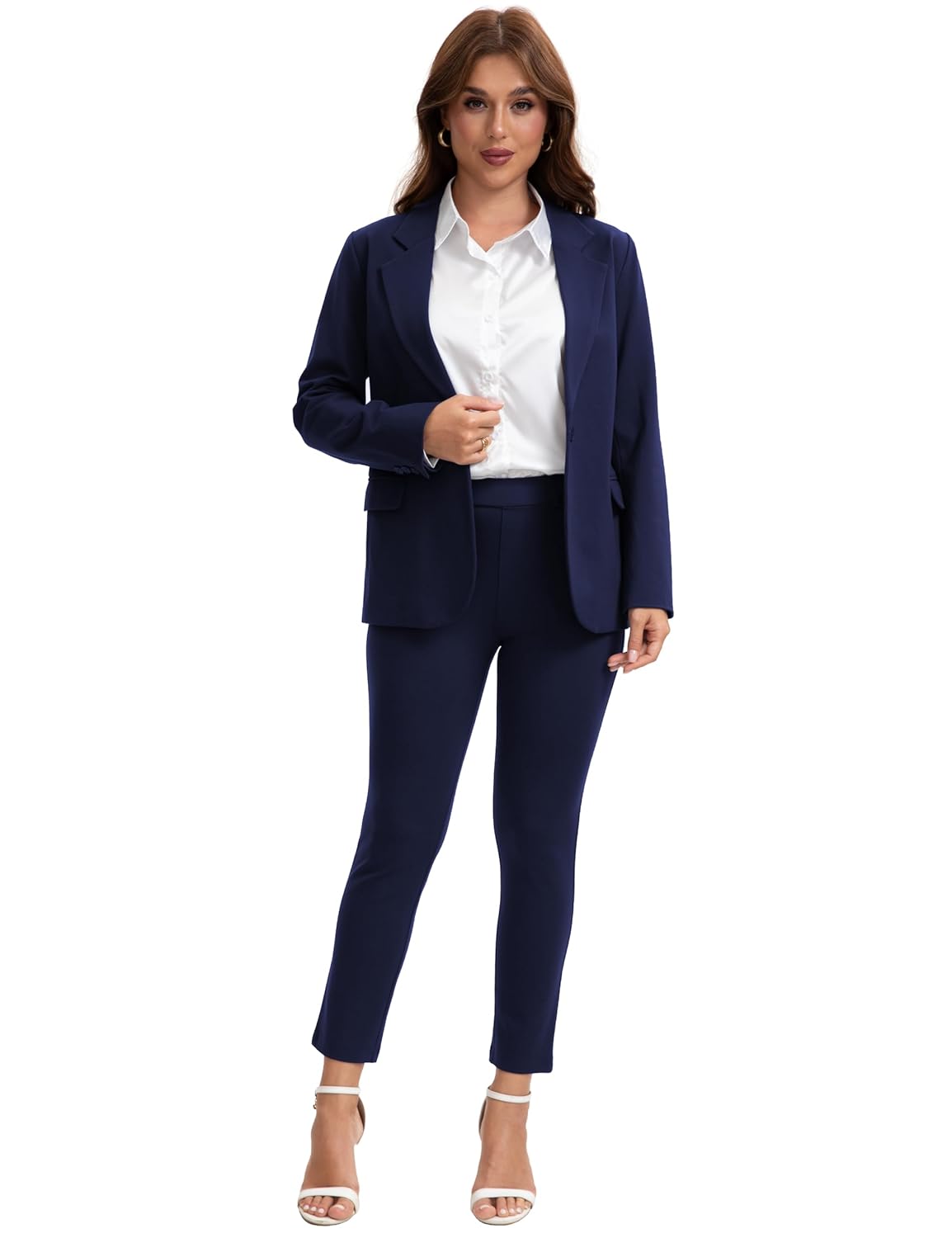 Womens Suit 2 Piece Set Slim Fit Professional Outfits Suits Long Sleeve Blazer Pants Suit Business Work Office