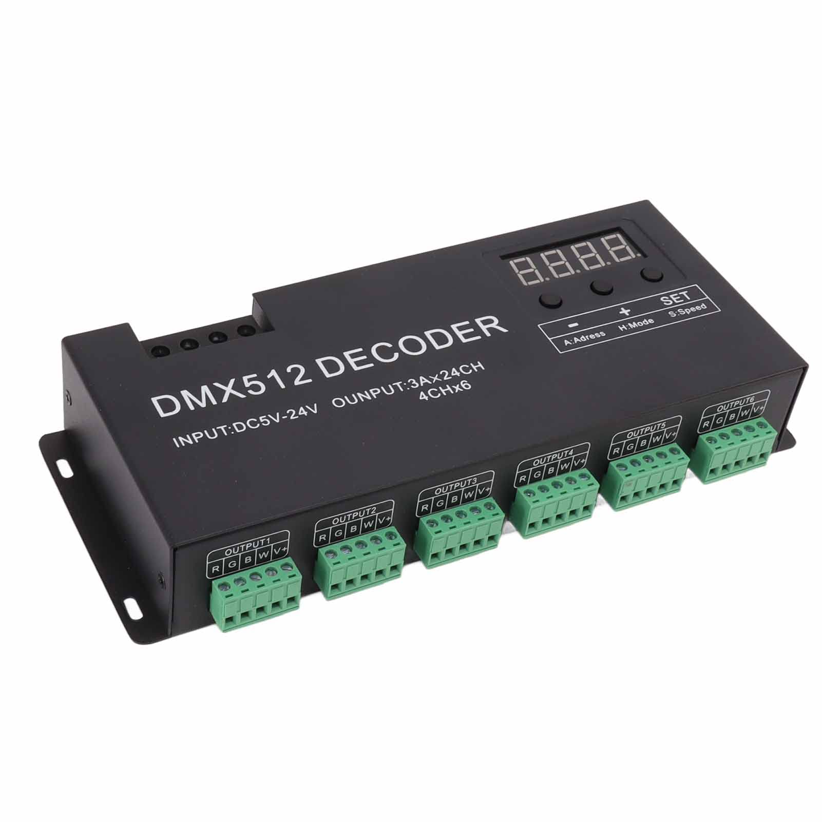 FTVOGUE Controlador de Luz LED RGB, Decodificador DMX de 24 Canales Controlador de Atenuación RGBW DMX512 Controlador LED para Barra de Escenario DC5V 24V, Equipo de Grabación de Estudio