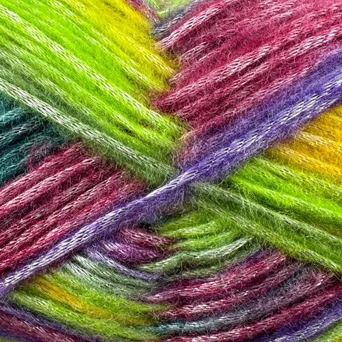 Image of Colorful Self-Striping Multicolor Fuzzy with Subtle Sheen Yarn, 56% Polyester 44% Acrylic, Each 3.53Oz(100gr) / 252yds(230m) (No.3)
