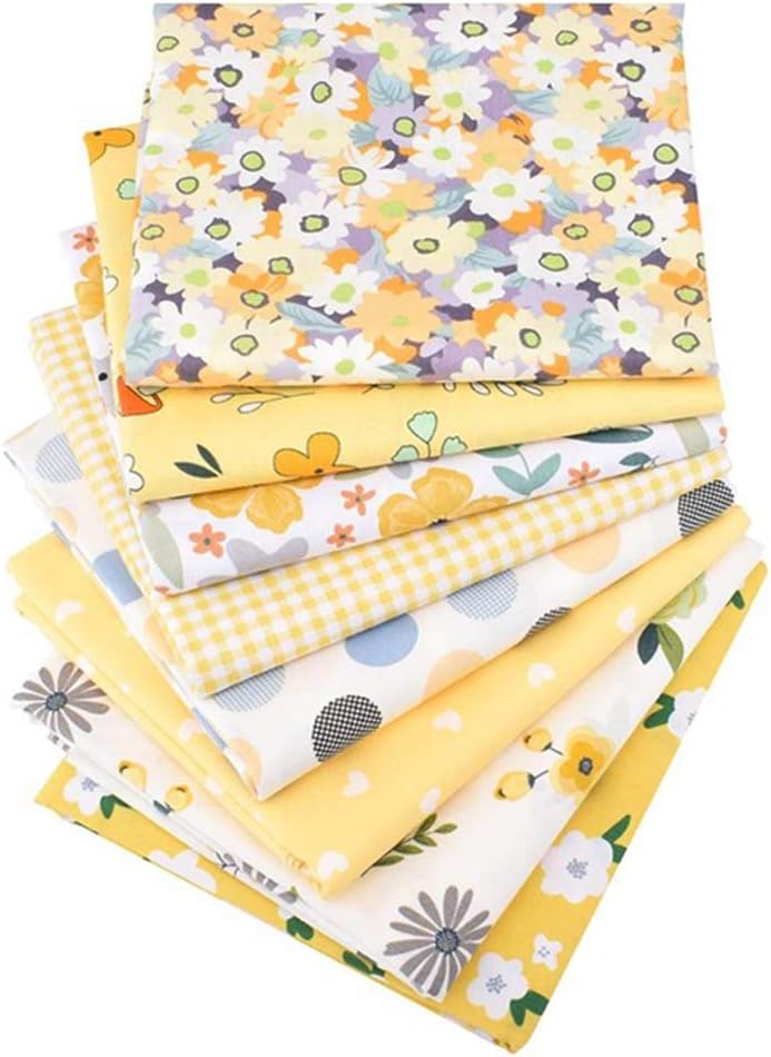 Yellow Fat Quarters Fabric Bundles, Precut Sewing Quilting Fabric,18" x 22"