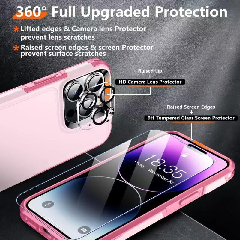 Miniatura 3 de Red2Fire Funda para iPhone 14 Pro, con 2 unidades lente de vidrio templado y protector de pantalla protección contra caídas de grado militar Funda