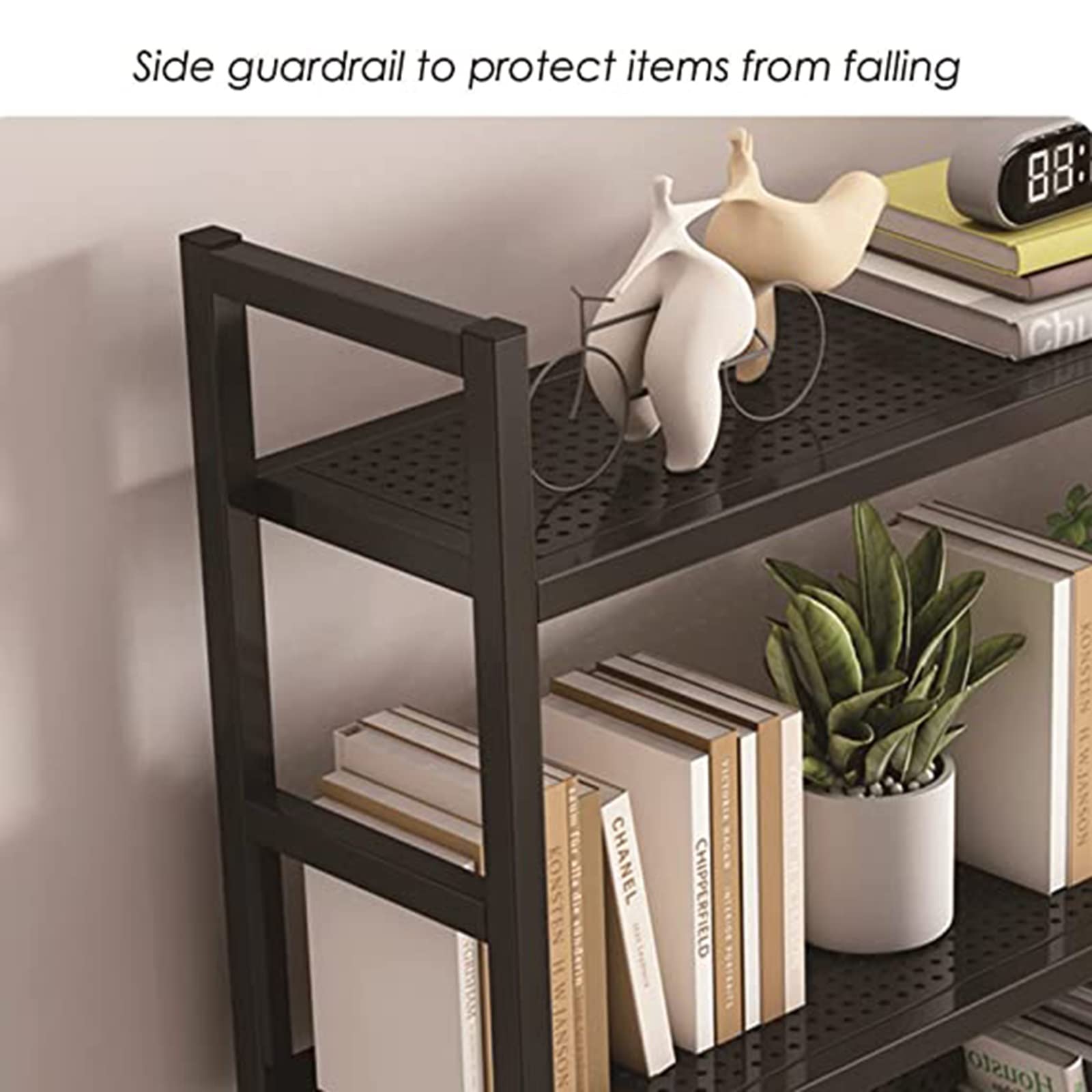 Organizzatore di archiviazione per scaffale da scrivania - Scaffale per ufficio, Libreria da tavolo in metallo per scrivania del computer, Organizzatore per scaffale da esposizione regolabile a 2 li