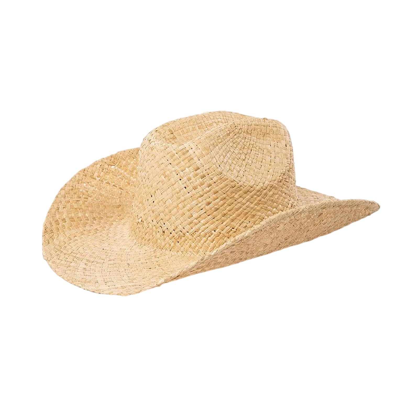 EYRMQWJPC Wide Brim Sun Hat, Unisex Straw Cowboy Hat Wide Brim Handwoven Raffia Breathable SummerBeach Multicolor M/L(1,M)