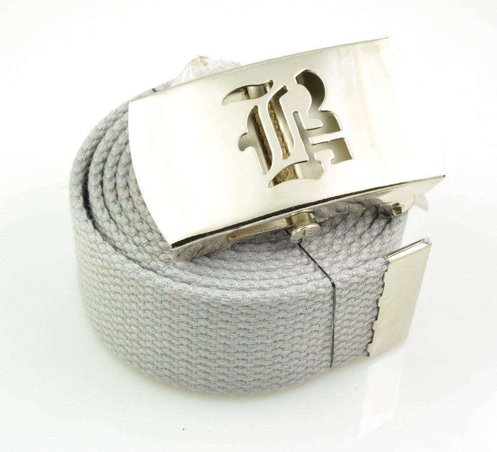 Old English Initial"B" Canvas Military Web Belt & Big Silver Buckle 60 Inch