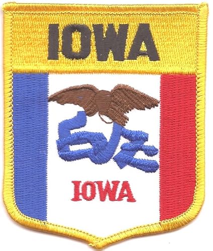 Iowa State Shield Patch 3⅛ x 3½ Embroidered Iron‑On Sew‑On Emblem