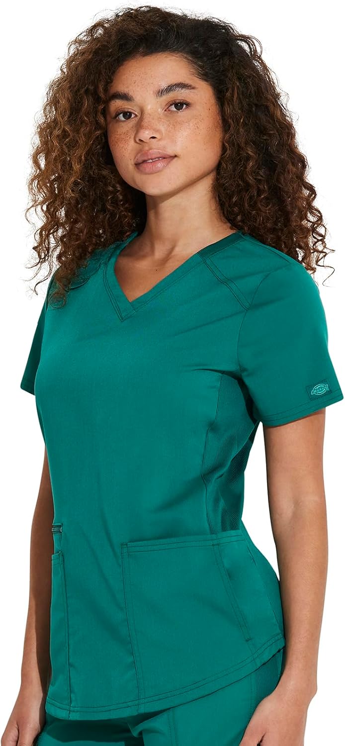 Dickies V-Neck Scrub Top with 5 Pockets Shirttail Hem and Bi-Stretch Technology DK875