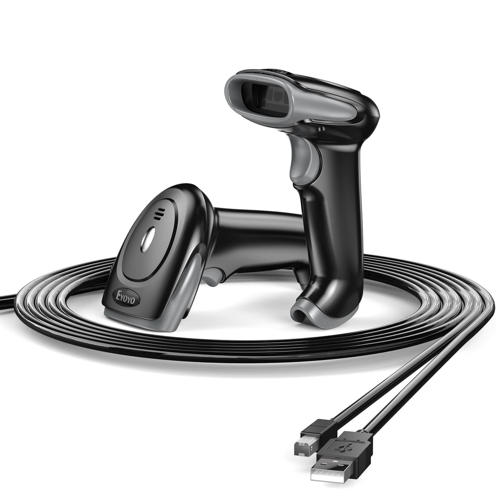 Eyoyo 2-Pack Wired USB Barcode Scanner,Military-Grade Drop Tested Ergonomics 2D&1D Bar Code Scanner Reader,Compatible with Computer, Laptops,Plug and Play Handheld for Library, Supermarket,Warehouse