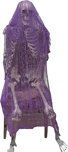 Miniatura 25 de Juego de 5 telas de gasa espeluznante de Halloween, para interiores y exteriores, decoración de tapiz de gasa de Halloween, decoraciones Negro