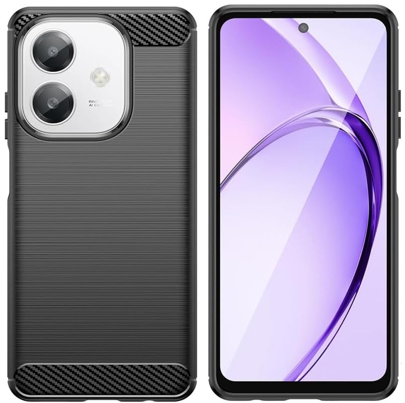 Image of NPRC Hybrid Ultra Slim Protective Case TPU Non-Slip Carbon Fiber Texture Shockproof Case Cover for Oppo A3X - Black