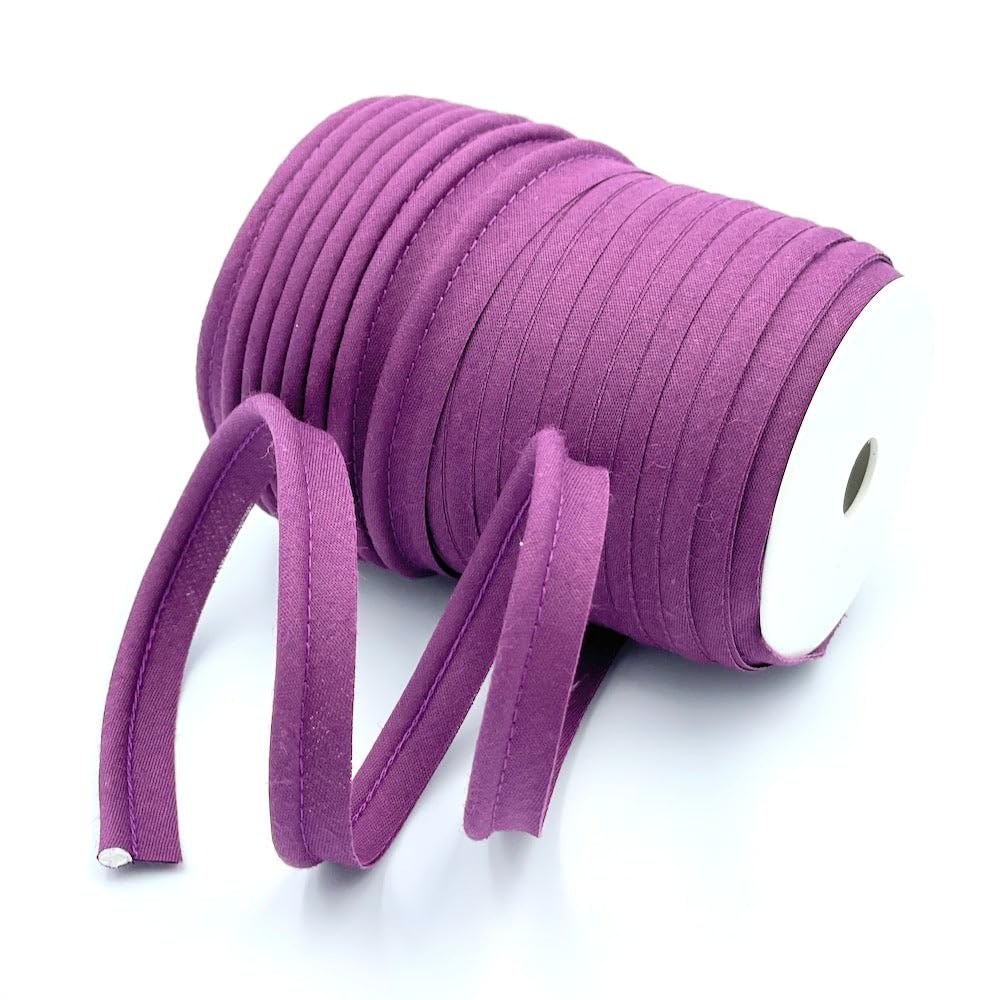 Craft Cult Medium 14mm Wide Plain Piping Bias Binding Piped Trim - 25 Metre Roll (78 - Plum Purple)
