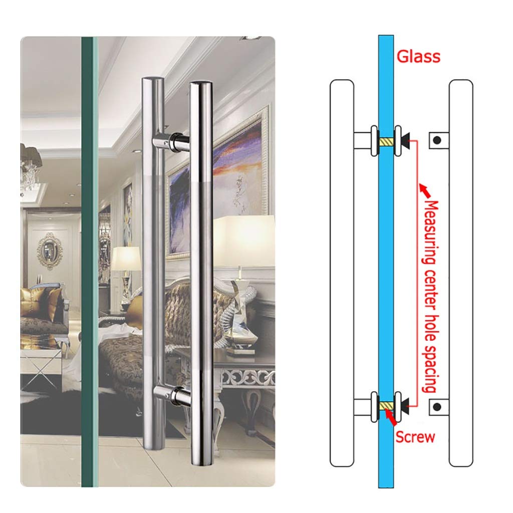 Maniglia per Porta Scorrevole per Porta del Fienile Maniglia per Porta in Vetro, Maniglia per Porta Push-Pull Commerciale in Acciaio Inossidabile Spazzolato/Maniglia per Porta in Legno, 6 Di