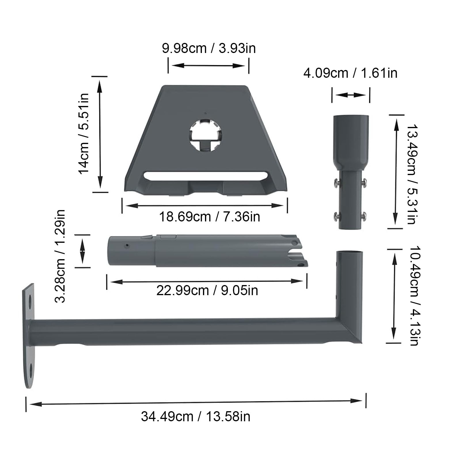 Support Gen 3, Antenne Parabolique Standard V3, Support Mural Long sur Toit avec Adaptateur Tuyau, Kit Montage Pivotant sur Poteau Internet Gen 3 Toits