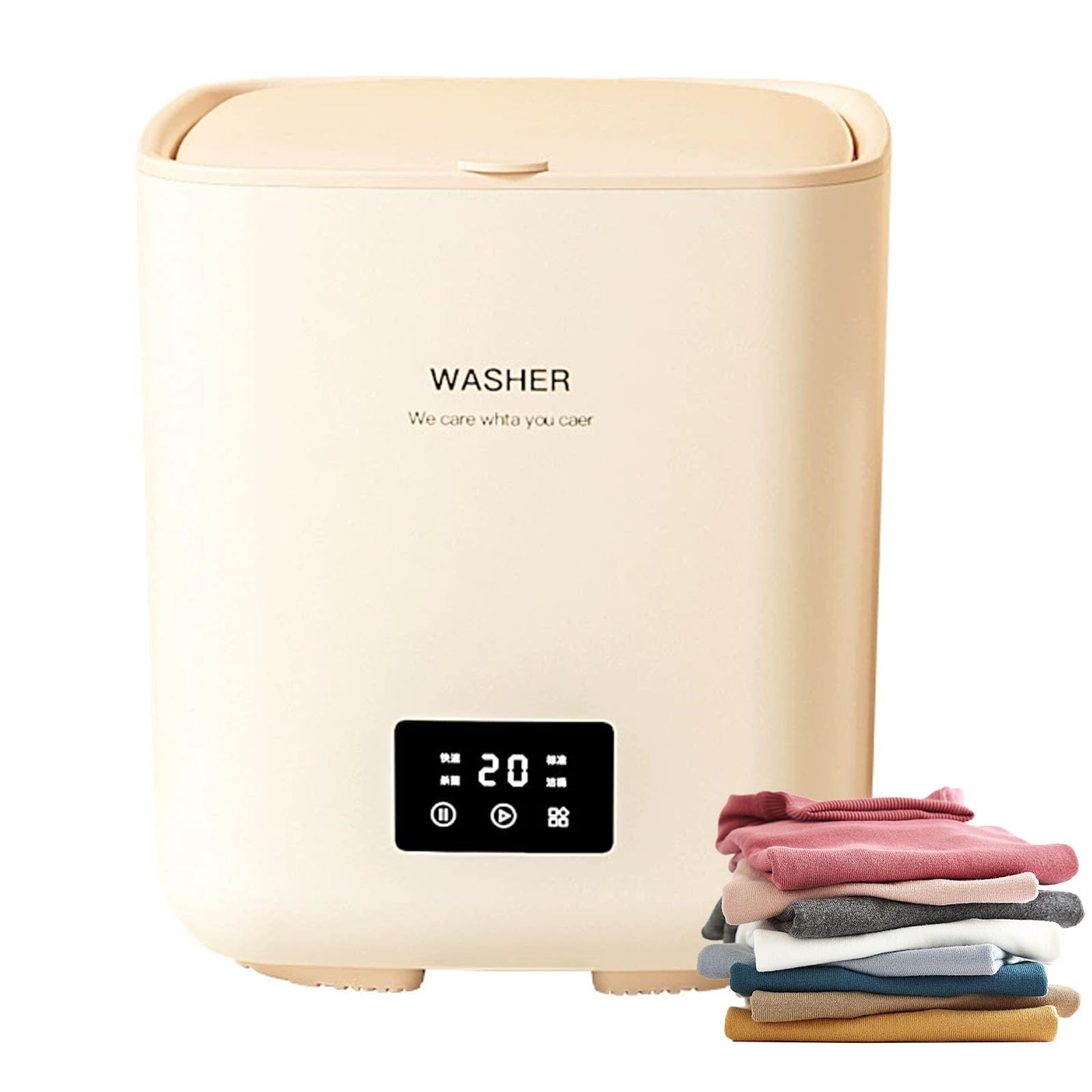 Yellow Portable Washing Machine, 10L Mini Washer Machine, Small Smart Laundry Machine With 4 Cleaning Modes For Baby Clothes, Underwear, Camping, Rv, Travel