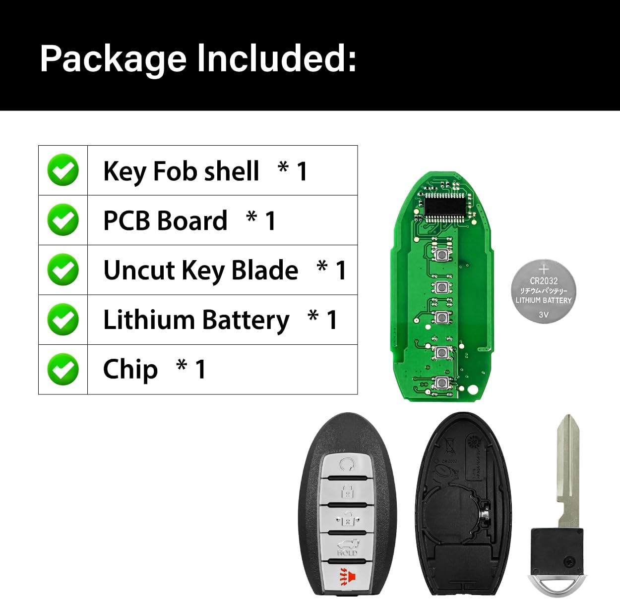 Replacement for Nissan Infiniti QX80 LE Premium QX56 Armada Key Fob Remote Control 2017 2018 2019 2020 5 Buttons 433MHz CWTWB1G744,Black - Image 6