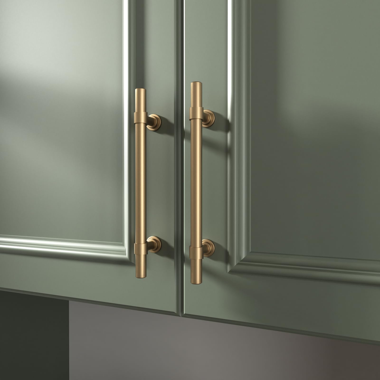 goldenwarm 10 Pack Gold Cabinet Handles Gold Drawer Pulls Brushed Brass Cabinet Pulls Gold Kitchen Cabinet Handles Cabinet Door Handles, 3in Gold Pulls 76mm Hole Center — view 5