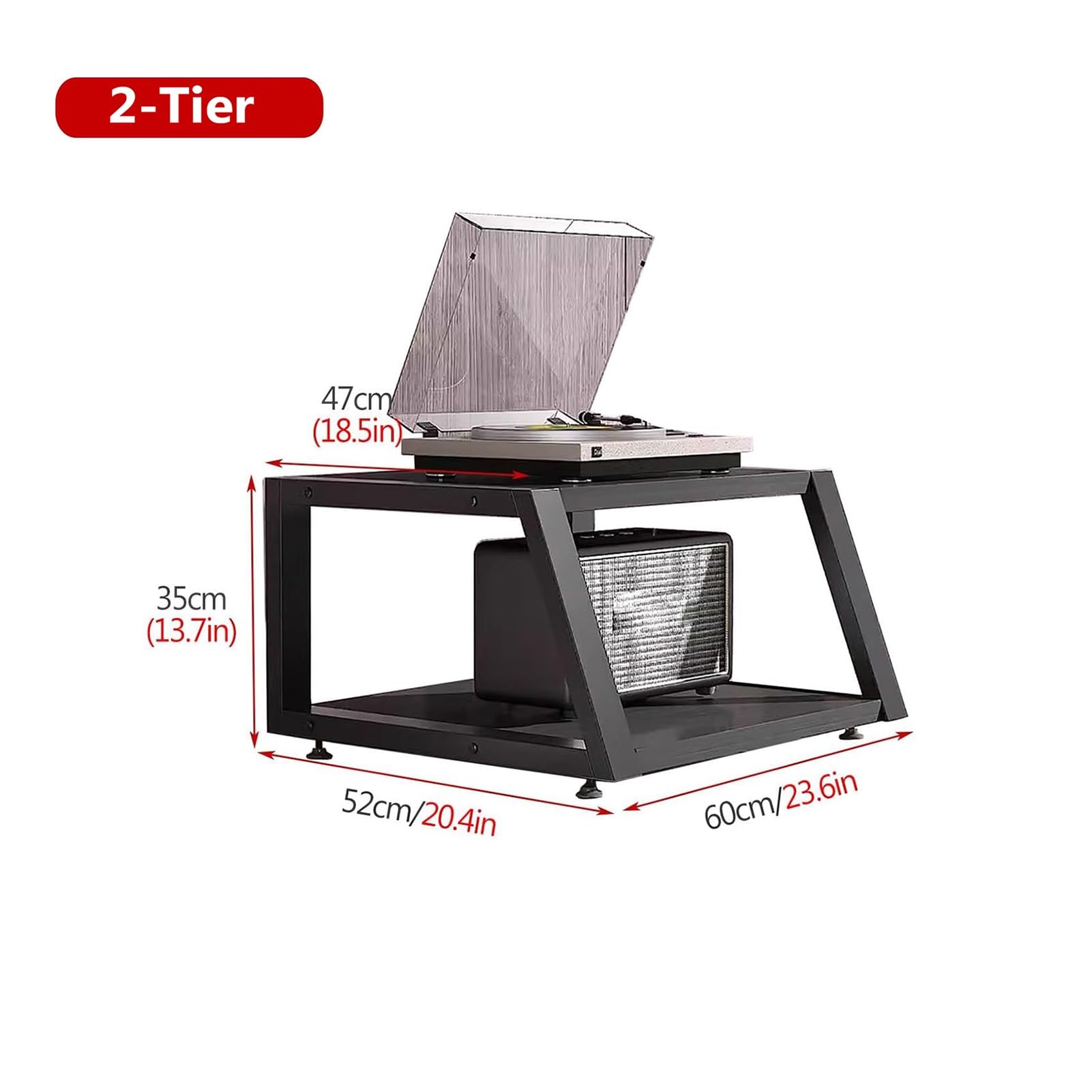 XingLi 2/3/4- Tier Audio Rack CD Media Player Stand Audio/Video Component Cabinet Floor-Standing Storage Shelf for Home/Office/Theater?Black(Size:2-Tier)