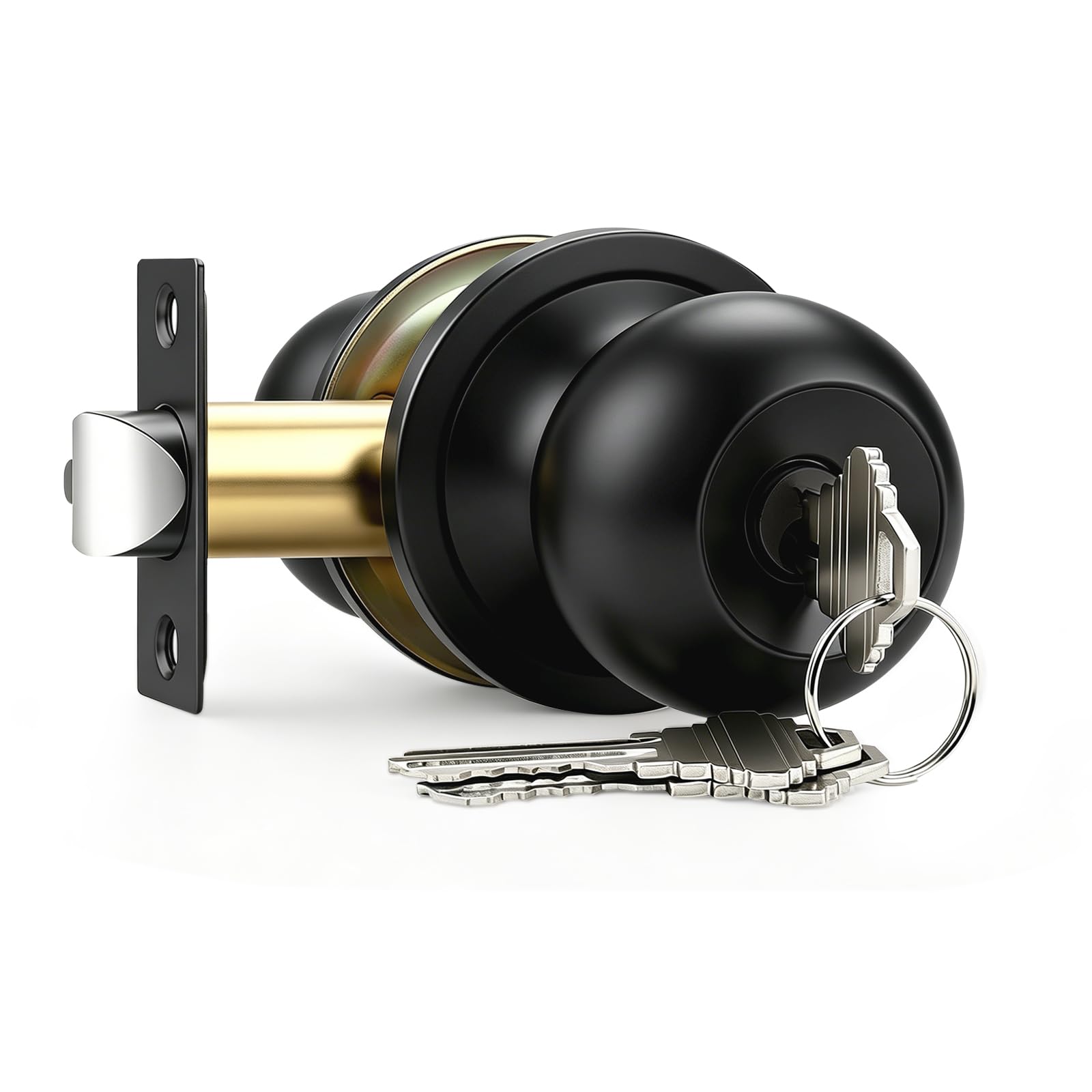 Matte Black Keyed Entry Door Knobs - 2 Pack -10