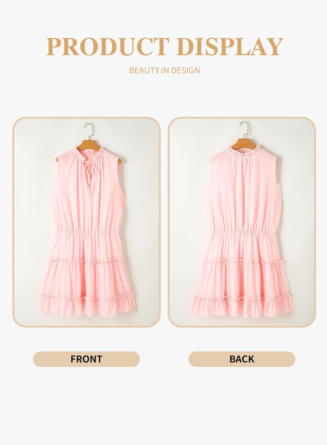 Eytino Womens Plus Size Sleeveless V Neck Drawstring Ruffle Tiered Chiffon Mini Short Dresses,(1X-5X) - Image 4