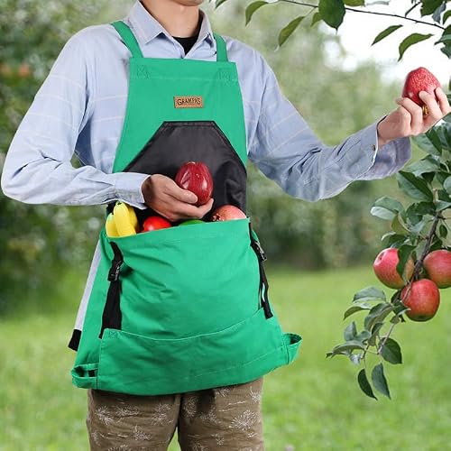 Grampa's Garden Apron - Cross Back Gardening Apron With Pockets For Women & Men | Harvest Apron With Large Kangaroo Pouch (Green) #TOP4