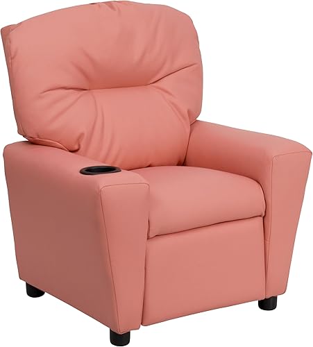 Miniatura 172 de Flash Furniture Chandler LeatherSoft - Silla reclinable para niños con portavasos y reclinable de seguridad, silla reclinable contemporánea para