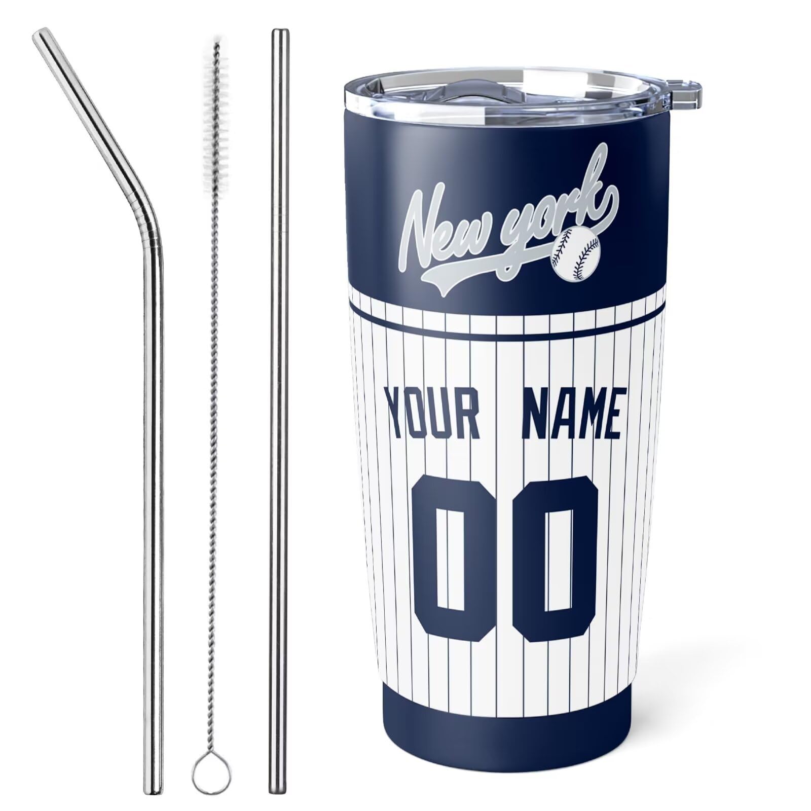 INAOO New York Coffee Cup 20 oz Tumbler Travel Mug Custom Name Number for Men Women Youth Gifts