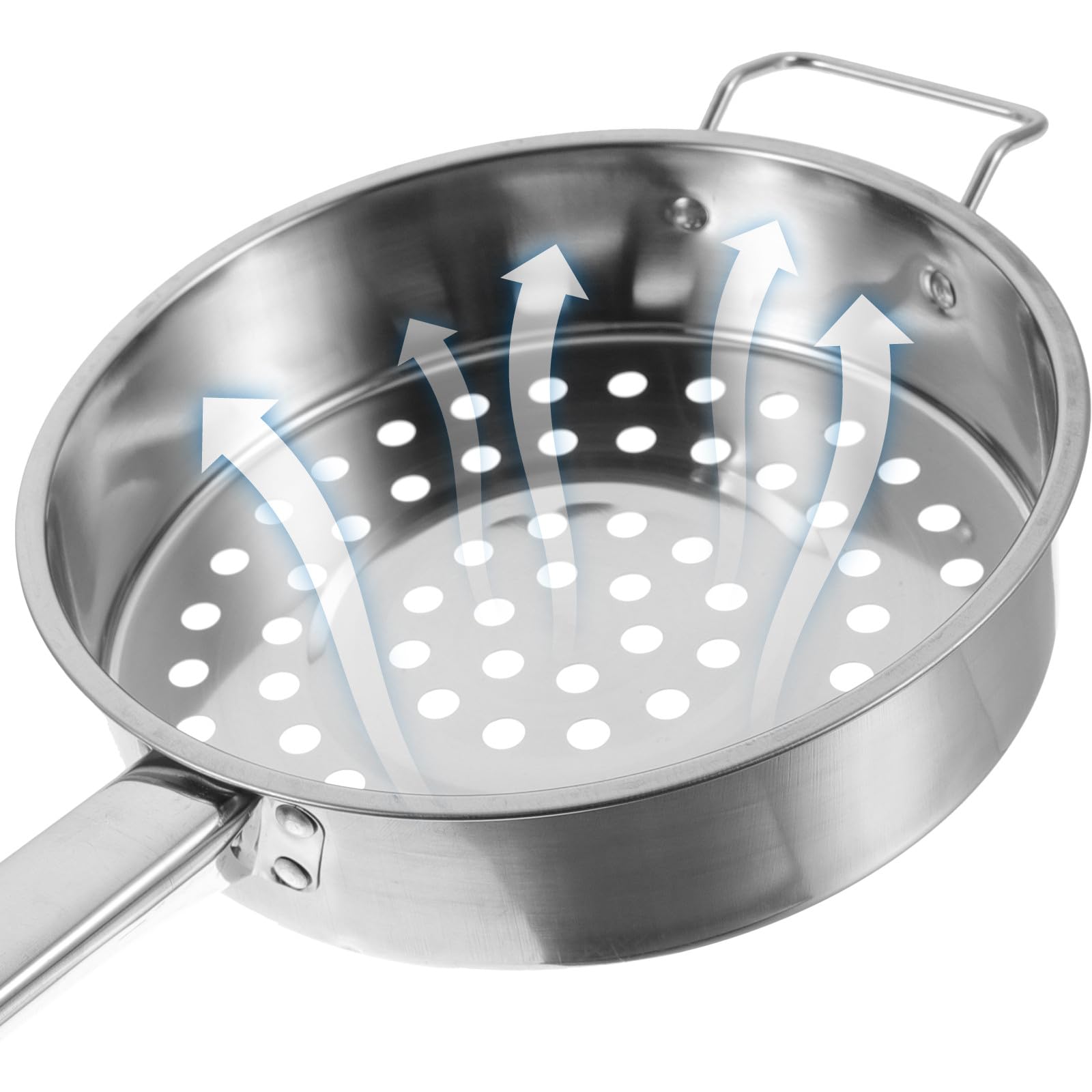 Passoire Inox Multi-fonction en Acier Inoxydable Grandes Perforations, Louche Passoire Bien Polie pour Nouilles et Barbecue, 1 Set Argenté