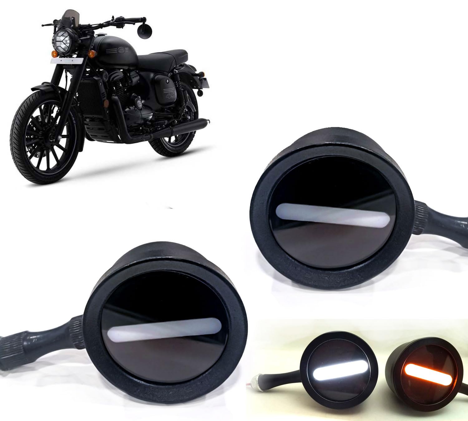 Auto Pearl Motorcycle Minus SIgn - Indicator Yellow and White Motorbike Lamp Waterproof compatible with Jawa 42-image-38