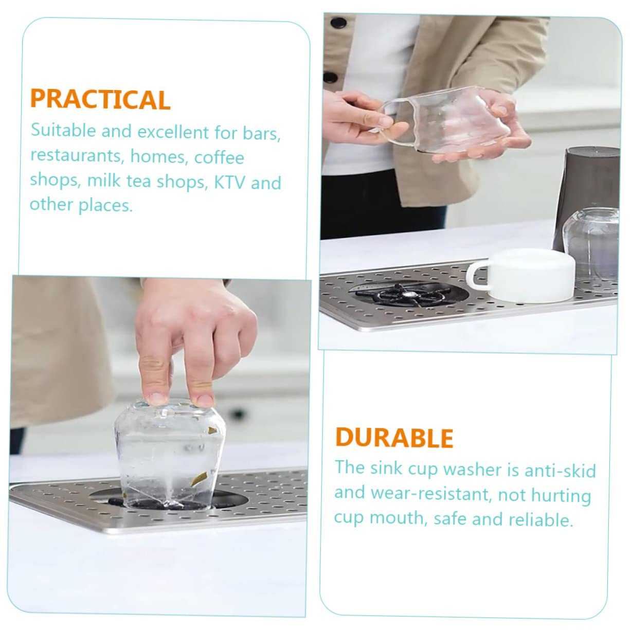 Gadpiparty 1juego Rinser De Vidrio De Inoxidable Para Lavabo Lavavasos Automático De Alta Presión Para Cocina Bar y Cafetería Fácil Instalación y Uso Para Limpiar Vasos y Copas