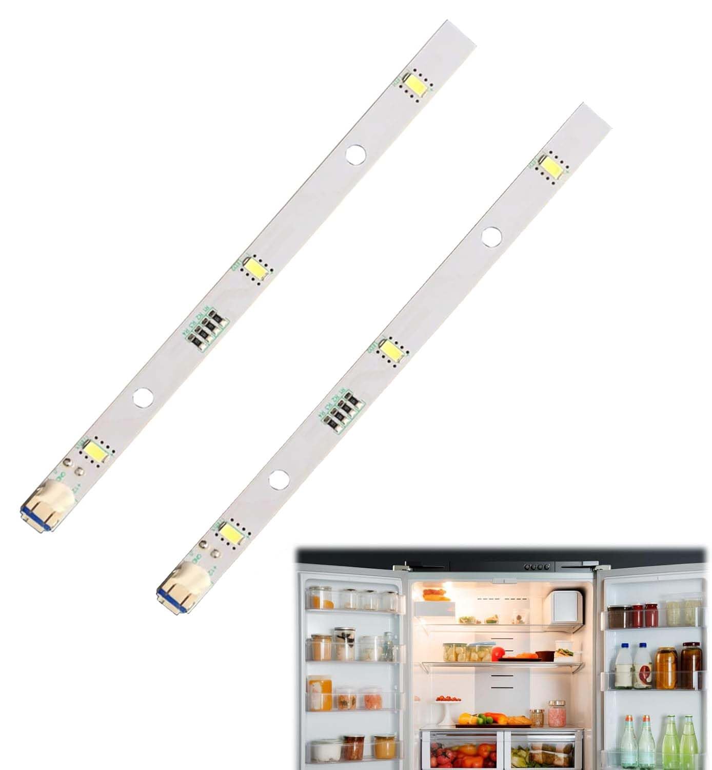2 Stück LED-Lichtleiste,LED Kühlschrank Licht für RONGSHENG/HISENSE,Lichtleisten Beleuchtung für Rongsheng/Hisense E349766 MDDZ-162A 1629348 DC12V,Ersatz-Kühlschranklampe Kompatibel