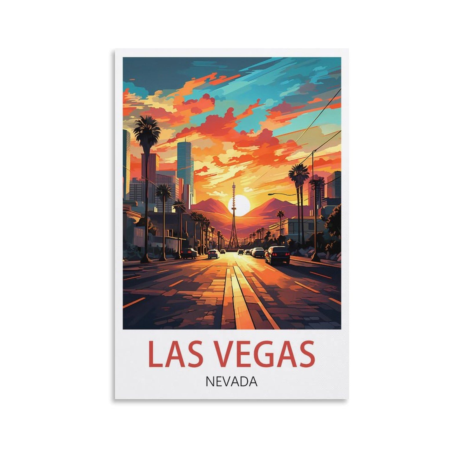 HXHNFERR Las Vegas Nevada Vintage Travel Posters 08x12inch(20x30cm) Canvas Wall Posters And Art Pictures Prints Paintings Bedroom Decor
