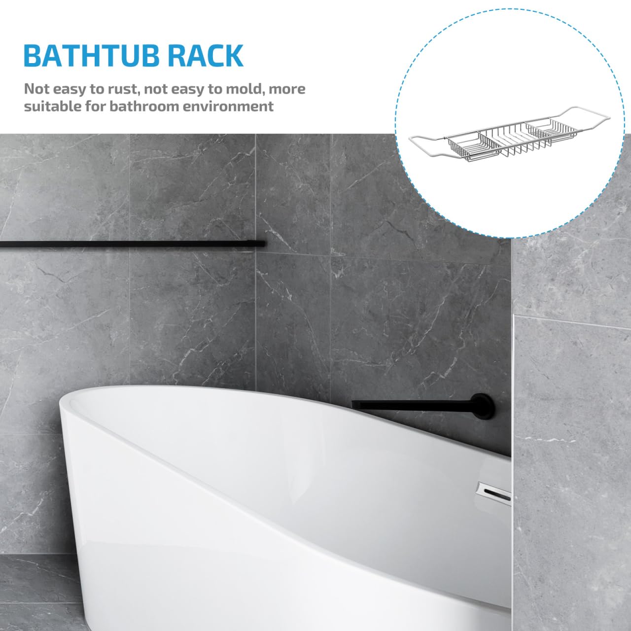 Alipis Estante De Bañera De Acero Inoxidable Telescópico Ajustable Antideslizante con Soporte para Teléfono Jabón Y Toallas Bandeja Multifuncional para Baño