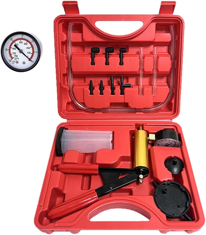 STHIRA® Auto Brake Bleeding Kit, Hand-Held Vacuum Pump Pressure Tester Gauge Set, Brake Clutch Oil Bleed Kit, Manual Brake Fluid Bleeder Kit Tool for Car Motorbike Motorcycle Car Repair Kit