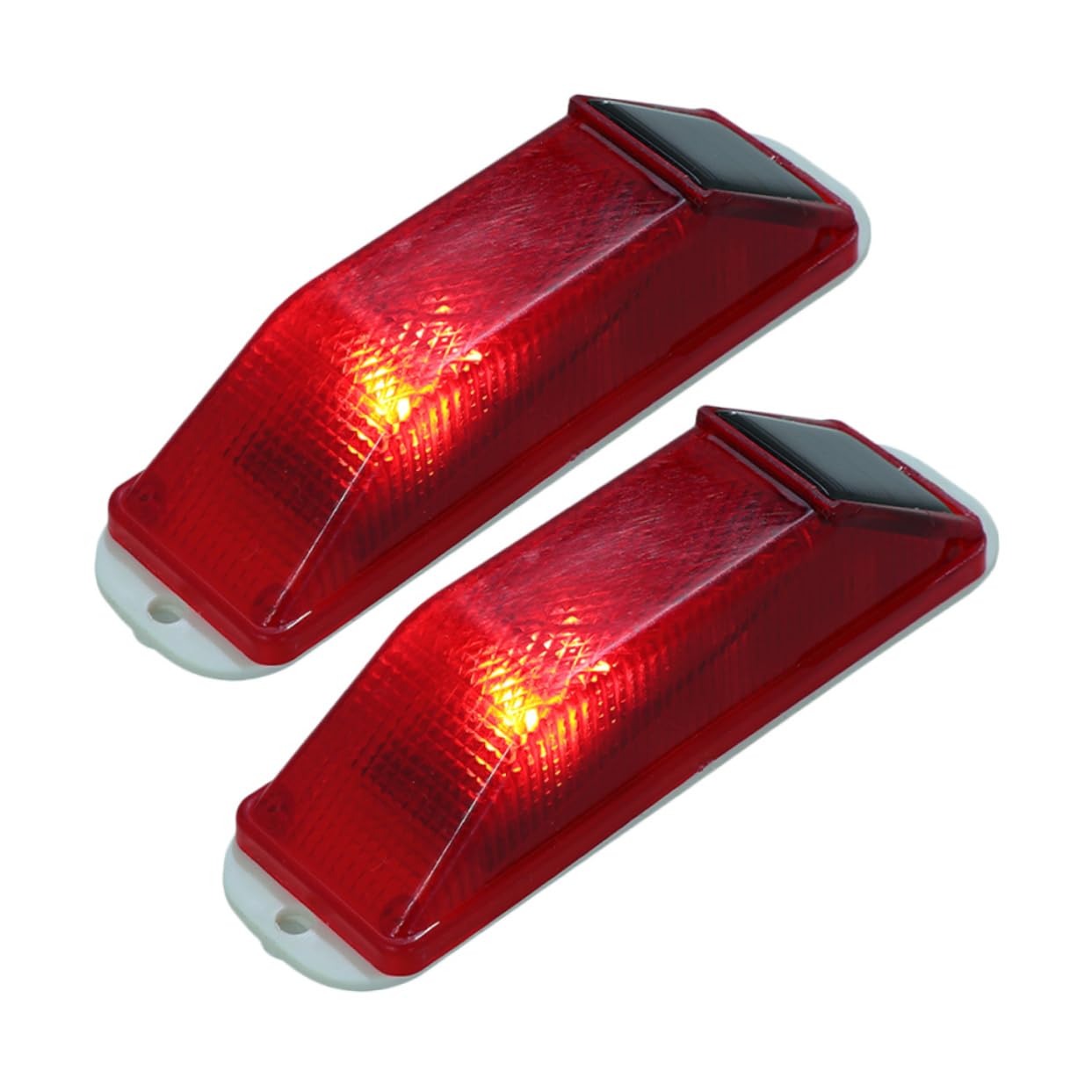 Cabilock Outdoor Solar Warning Lights 2pcs Red/Yellow Solar Lamps for Caution Auto-on Easy Installation Night Visibility