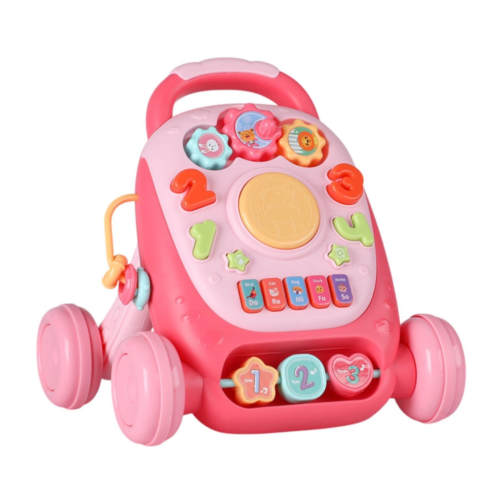Giocattolo per Neonati da Spingere, Giocattolo Musicale con Ruote, Regalo di Compleanno, Rosa