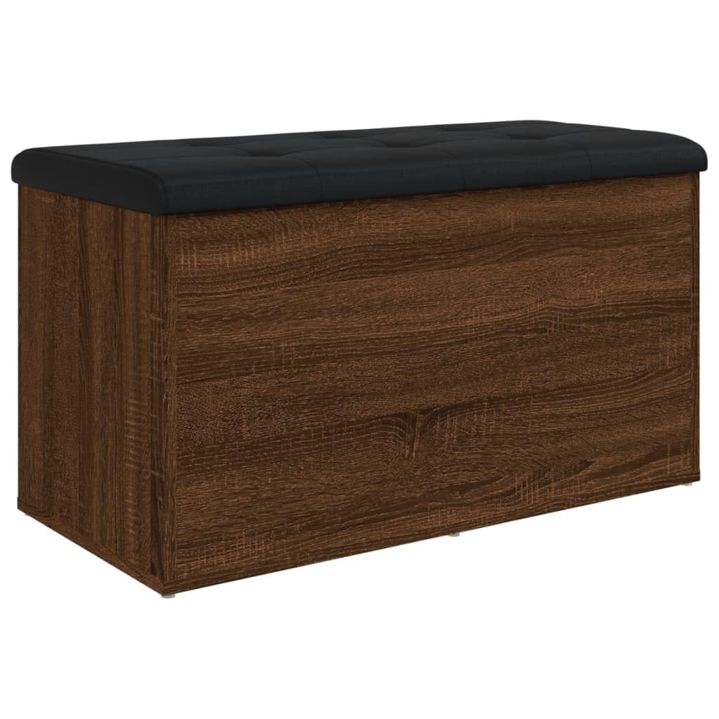 Willood Sitzbank mit Stauraum, Bank Gepolstert Sitzhocker Schuhbank, Truhenbank Polsterbank Aufbewahrungsbox für Wohnzimmer Flur, Räuchereiche 82x42x45 cm Holzwerkstoff