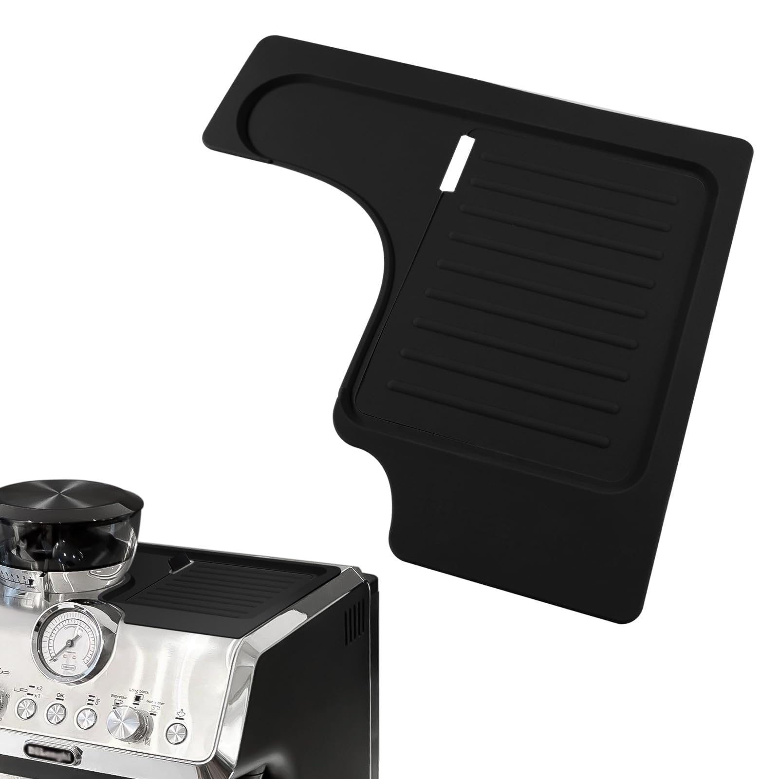 NOTSEK Matte für DeLonghi 9155/9255, Lebensmittelqualität Silikon rutschfest Mat, Wasserdicht Hitzebeständig Tampingstation für Espressomaschine Barista Zubehör (Schwarz)