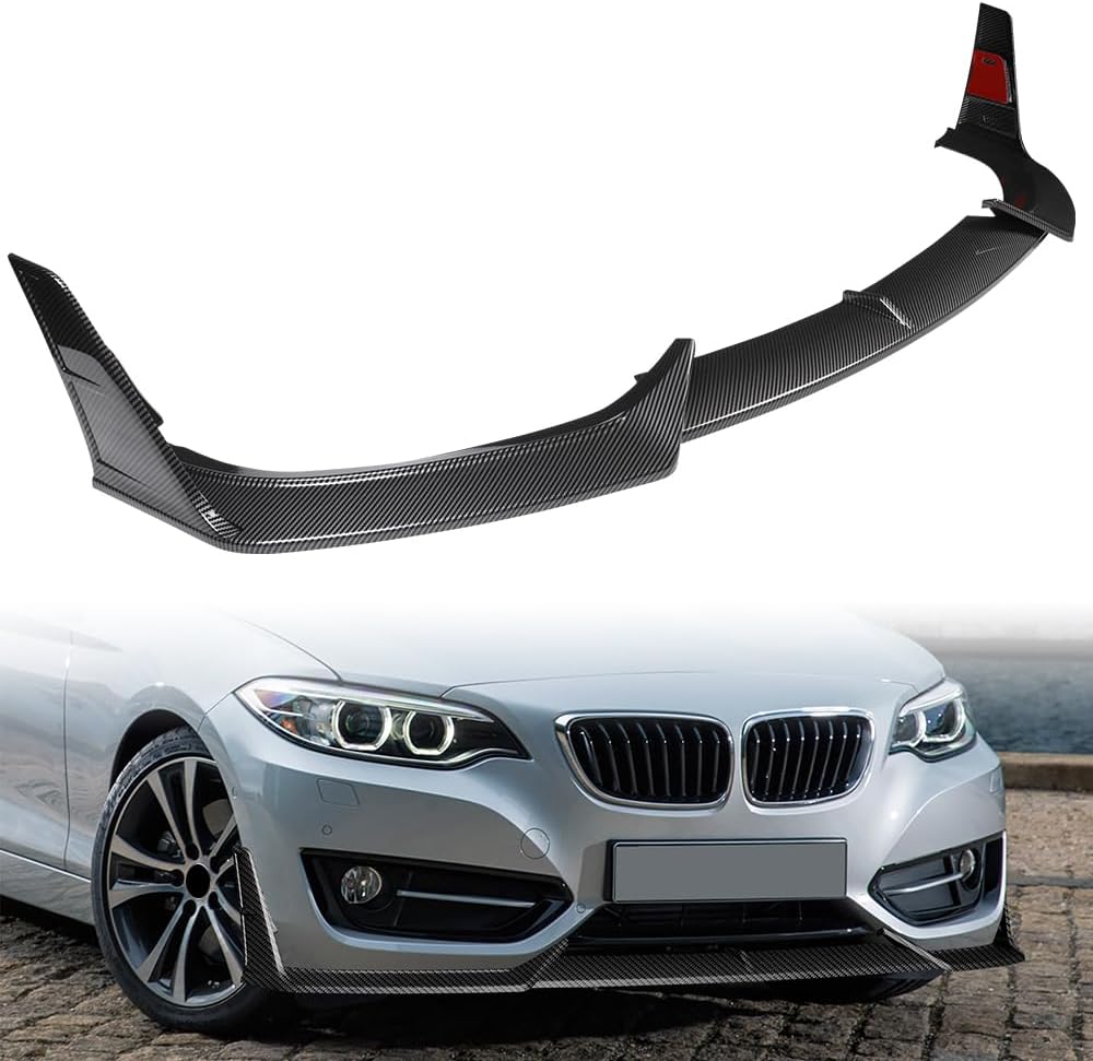W-POWER, Front Bumper Lip fit for Compatible with BMW (F22/F23) 2-Series 220i 228i 230i M240i M235i Base 2014-2021, Front Lip Spoiler Air Chin Body Kit Splitter ABS (Painted Carbon Fiber)