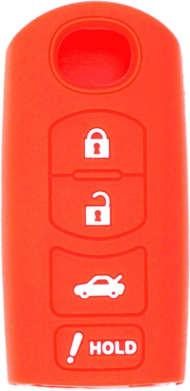WFMJ Red Silicone 4 Buttons Remote Smart Key Chain Cover for Mazda CX7 CX9 3 5 6