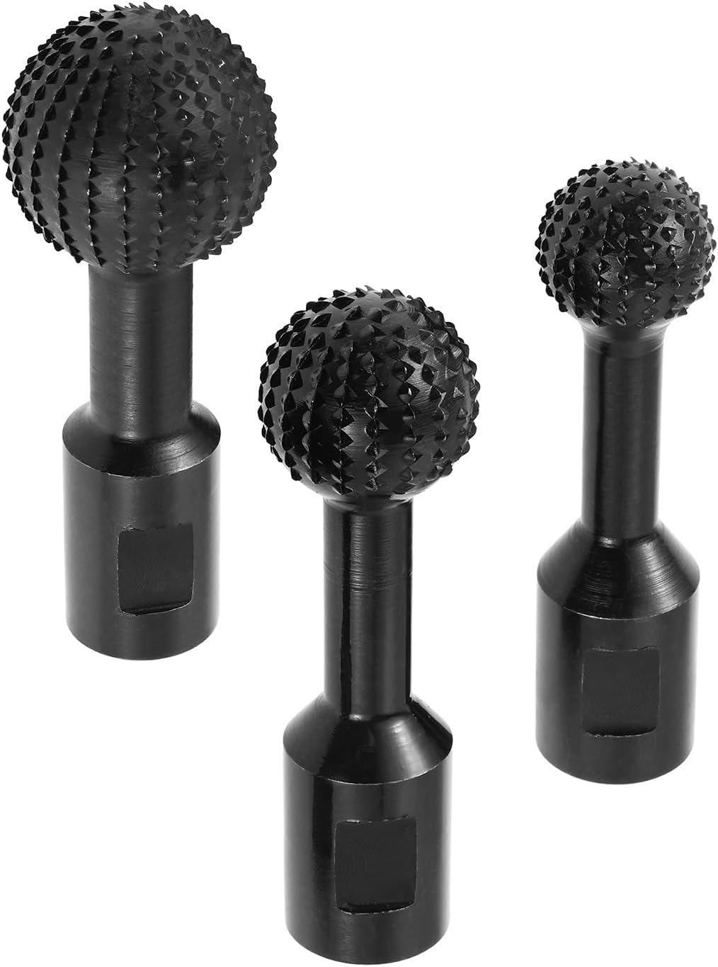 Mtsooning 3 PCS Sphere Rotary Burr Set - 5/8-11 Thread Ball Gouge for 4-1/2" & 5" Angle Grinders | Carbide Steel Power Tools for Wood Hollowing, Slotting, Engraving, and Polishing