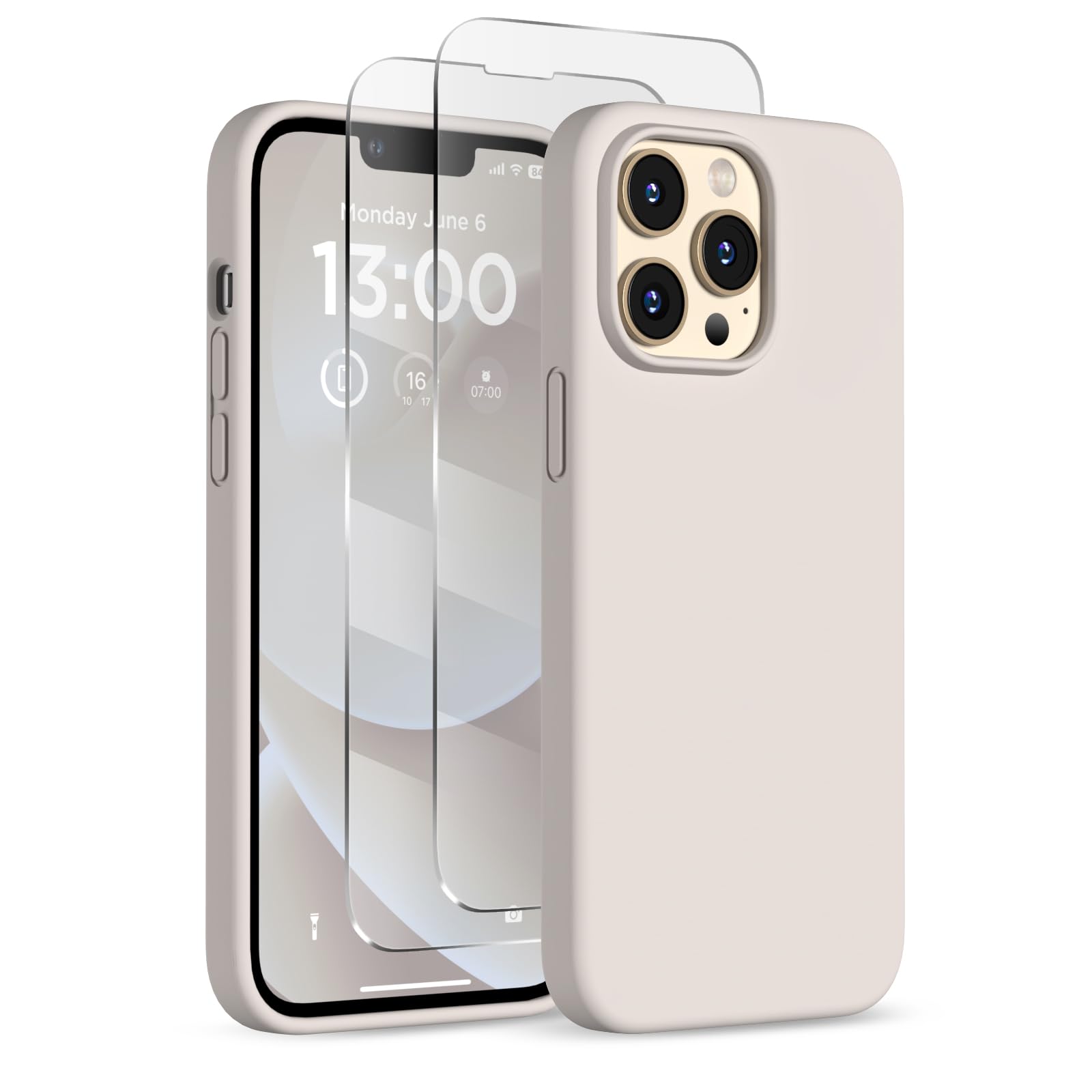 COFFKER Designed for iPhone 13 Pro Case, Liquid Silicone Case with [2X Screen Protectors], [Military Shockproof Protection] Slim Thin Phone Case with