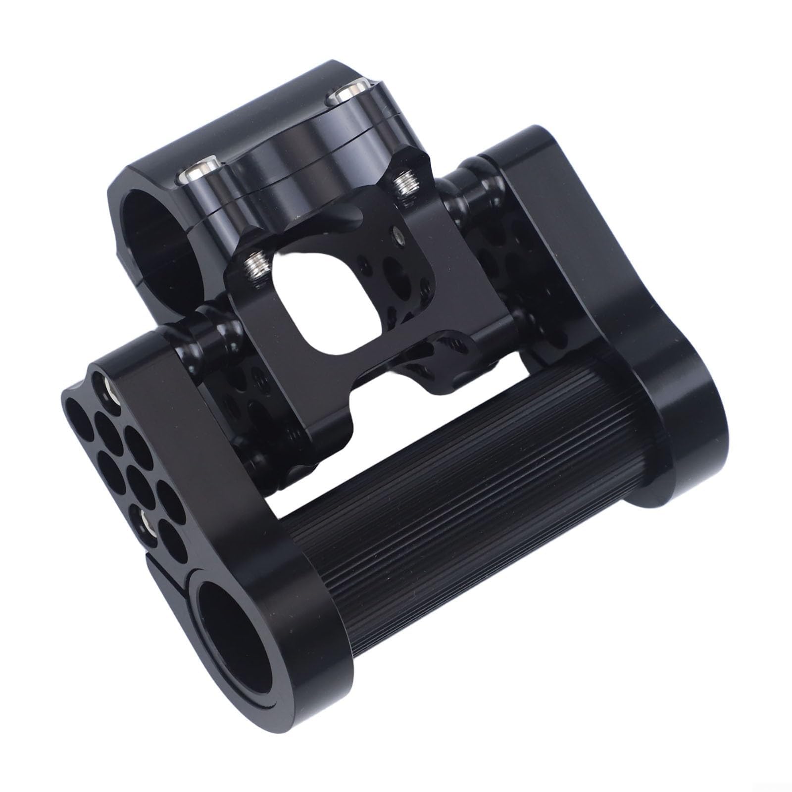 Attacco poroso pieghevole in lega di alluminio, doppio stelo regolabile per manubrio da 25,4 mm, design cavo ultraleggero, per pendolarismo e viaggi, colore nero