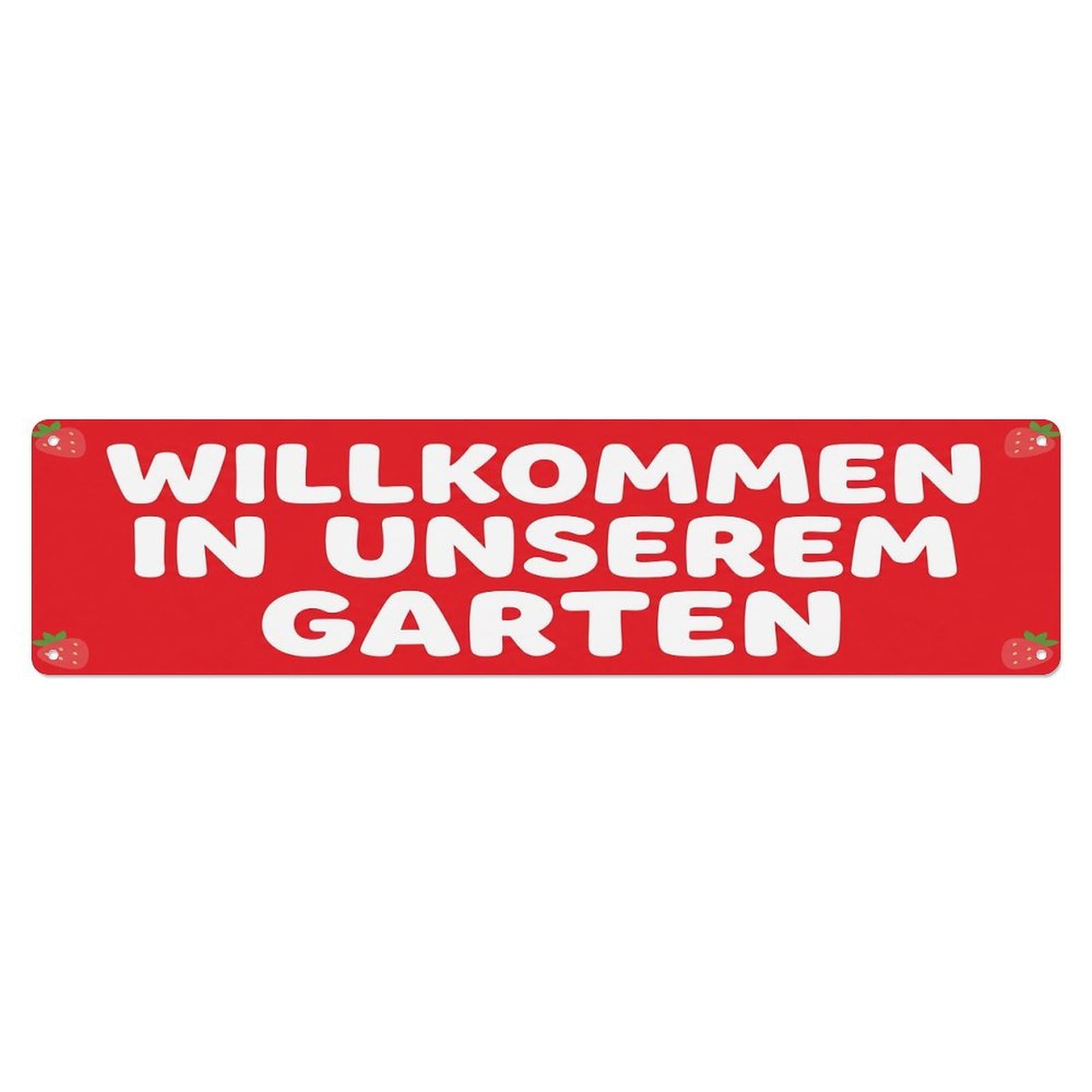 Vintage Welcome to Our Garden Strawberry Metal Tin Sign