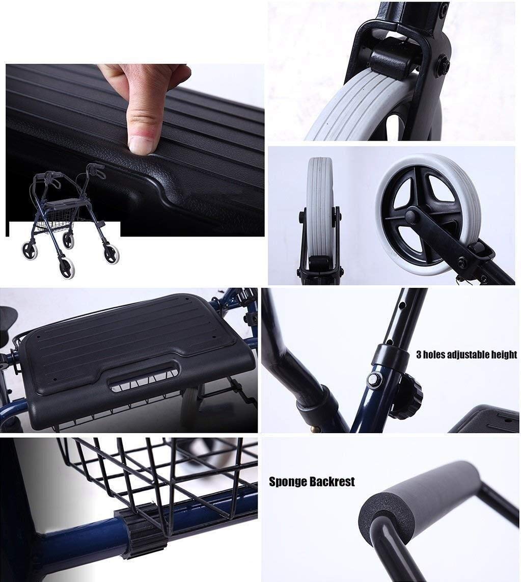 Walker dla seniorów Rollator Aluminiowa pomoc w poruszaniu się w chodzeniu Leishouer Lekka składana rama do chodzenia na rollatorze z regulacją wysokości dla osób starszych, gwiazda światła