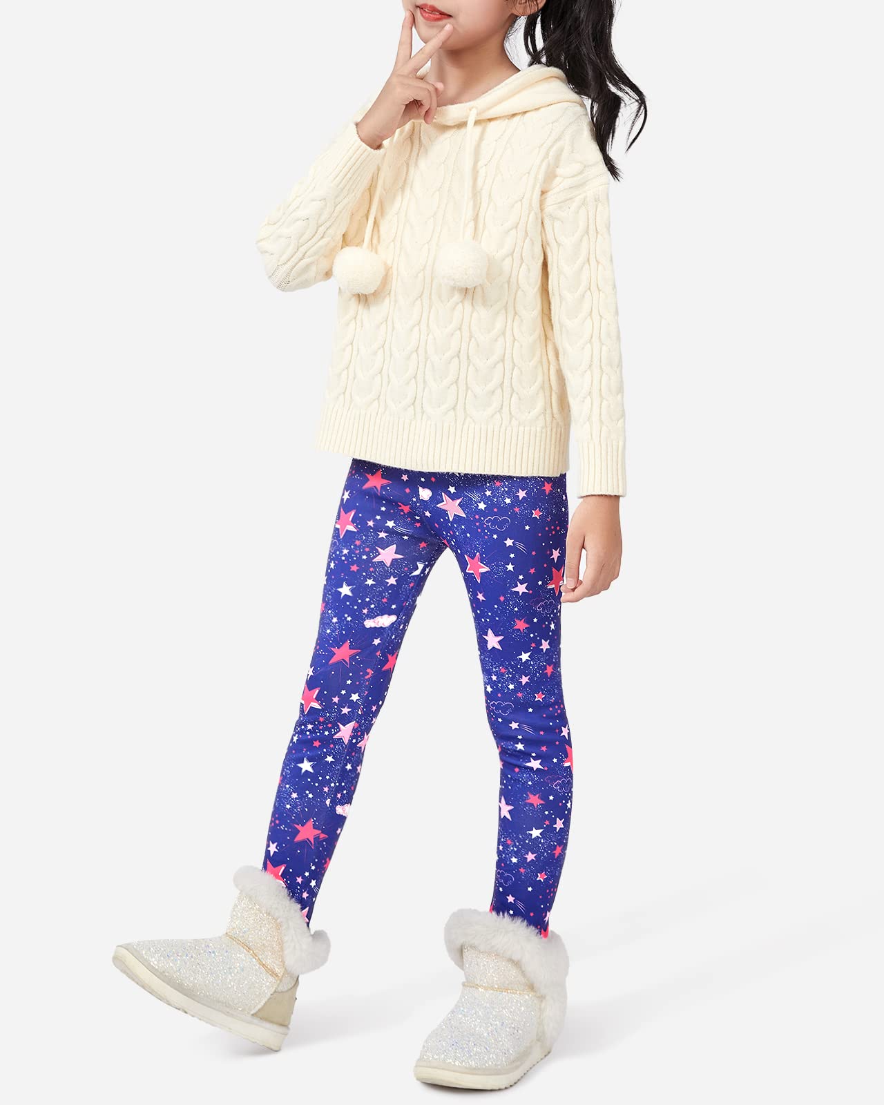 Adorel Leggings Felpati Invernali Pantaloni Termici Bambina 2 Pack