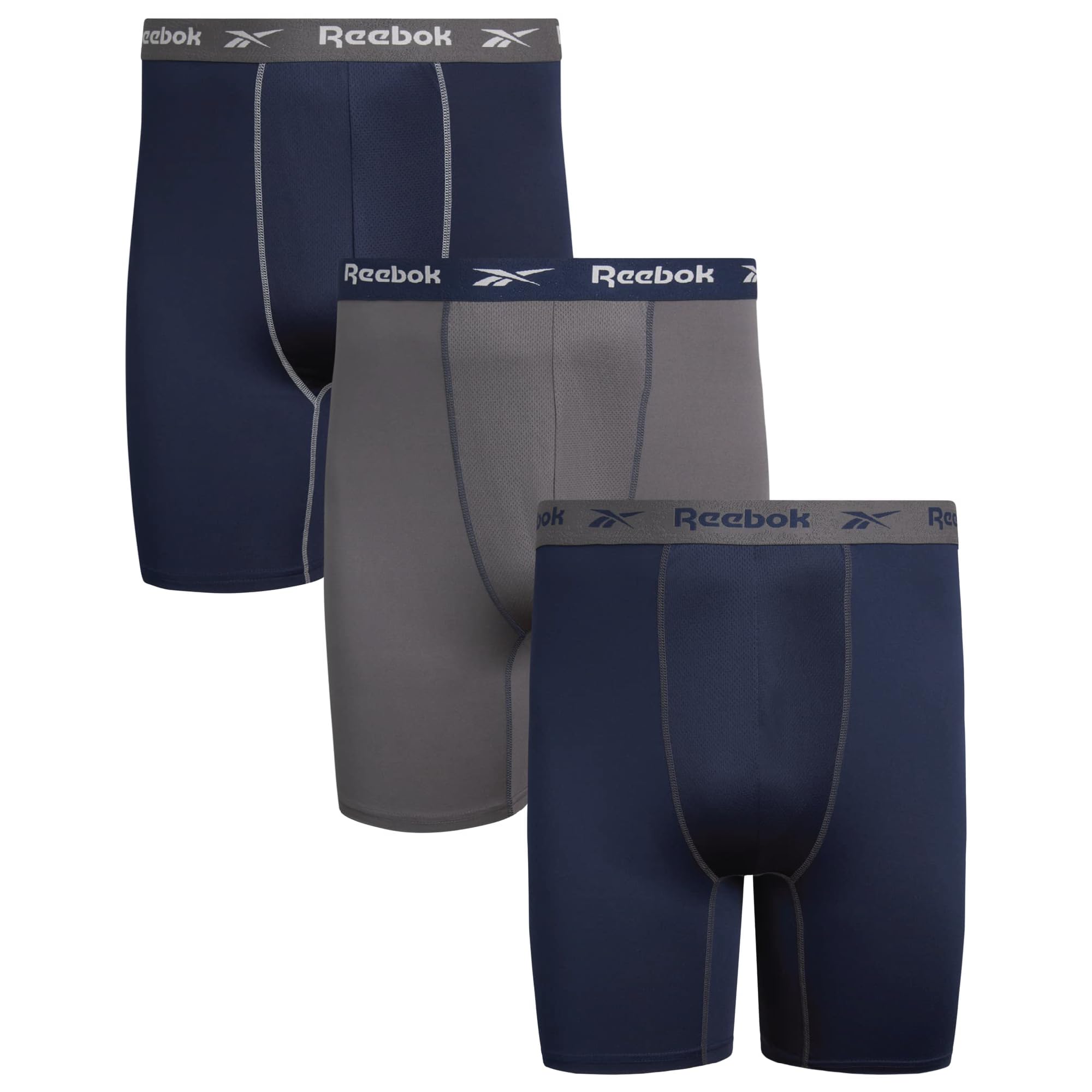 Reebok Mens Boxer Briefs - 3 Pack Big Tall 7 Inseam Moisture Wicking Performance Mens Underwear Boxers with