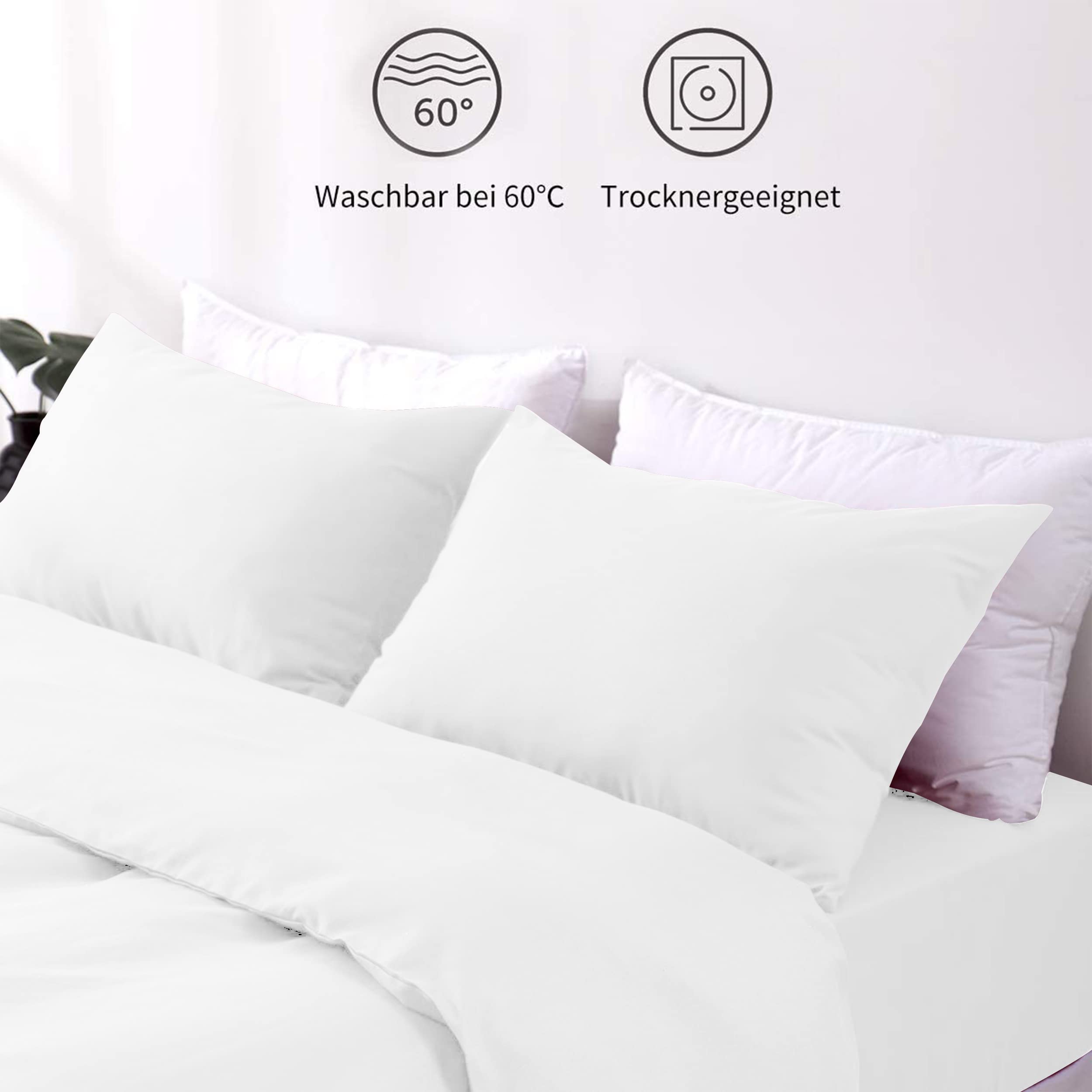 Hafaa White Pillowcases 2 Pack Brushed Microfiber Plain Pillow Cases with Envelop Closure - Image 4