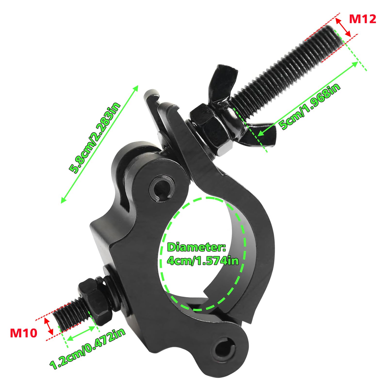 2Pack Morsetti Luci Scena per Traliccio Stage Lighting O Clamps 40mm-52mm Morsetto Truss Clamp Ganci per Luci, Carico 100kg Gancio per Teste Mobili Luci da Palco