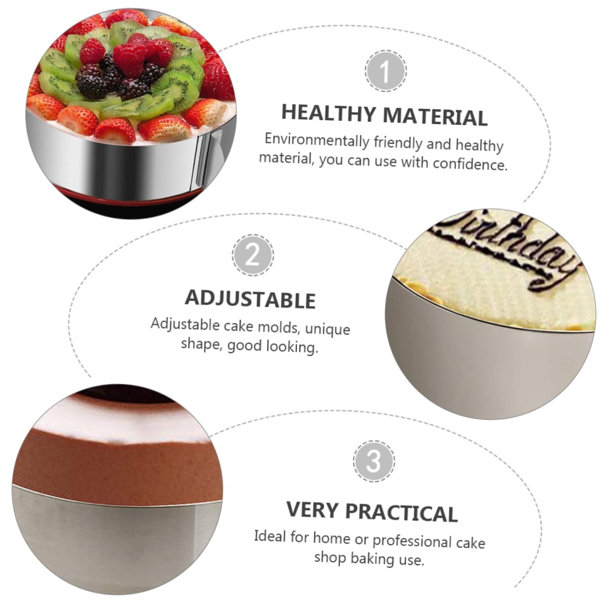 KICHOUSE Diy Cake Molds Retractable Adjustable Baking Molds Health Materials Perfect for Home Cake Shop