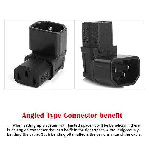 5-Pack IEC 320 C14 To C13 Right Angle AC Adapters - 90 Degree Vertical, 10A 125V/250V, Black - View #9
